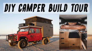 DIY 4x4 Camper Build - Full Tour Land Rover Defender 130 Off Road 🔨