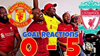 MANCHESTER UNITED 0-5 LIVERPOOL FULL FAN GOAL REACTIONS | MO SALAH JOTA KIETA