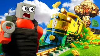 We Used The Airstrike Mod Nuke To STOP the Lego Train in Brick Rigs!