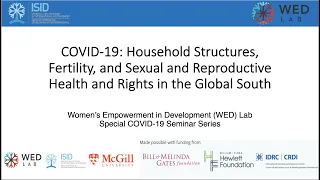 COVID-19: Household Structures, Fertility, and SRHR in the Global South