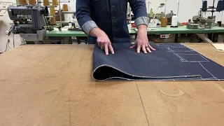 Pattern tracing and cutting on Selvedge denim.