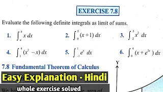 Class 12 exercise 7.8 NCERT solution | integration by limit of a sum