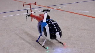 RC SCALE 1:18 HUGHES 500E MODEL HELICOPTER 450 SIZE INDOOR FLIGHT DEMONSTRATION