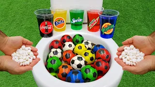 Football VS Coca Cola Zero, Sprite, Fanta, Mtn Dew, Yedigün Blue and Mentos in the toilet