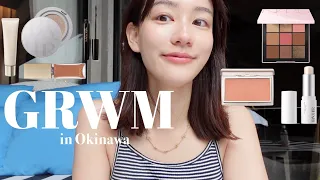 【GRWM】沖縄ホテルでの朝の準備🌺艶肌日焼け対策メイクだよ~☀️