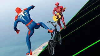 GTA 5 Epic Ragdolls And Fails #104 (Downhill Mountain Bike Falls - Spider-Man)