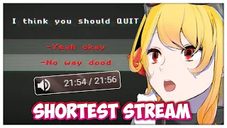 Kaela end the stream after got yeeted out from the game... NEW RECORD !!!