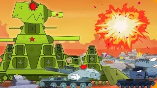 Many tanks KB-44 are trapped. Monster Truck Cartoon for kids. Russian tank animation.