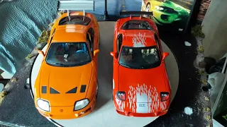 Fast and Furious 1 Movie 2001 1/18 1993 Mazda RX-7 vs 1995 Toyota Supra ERTL Diecast