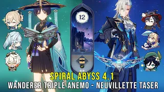 C1 Wanderer Triple Anemo and C0 Neuvillette Taser - Genshin Impact Abyss 4.1 - Floor 12 9 Stars