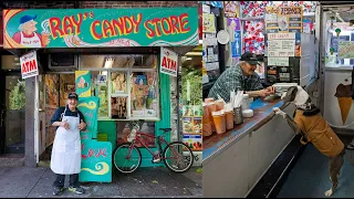 Hudson the Dog Gets Hot Dog from Ray's Candy Store East Village New York City
