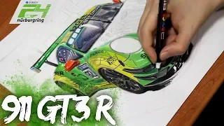 Porsche 911 GT3 R | Realistic Car Drawing | Time Lapse