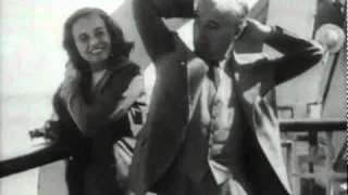 Charlie Chaplin and Paulette Goddard on board ship