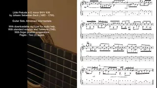Bach Prelude in E minor BWV 938 guitar solo score download
