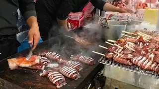 Grilled Squid Food Stall in Japan - Traditional Ikayaki at a Japanese Festival