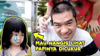 Pasrah!! Papi Potong Rambut diRumah Akibat Pandemi Corona! Cece Sedih Lihat Papi Rambutnya dipotong!