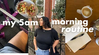 my 5am morning routine | productive and realistic, gym workout, journaling, cafe work, affirmations
