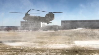 US Army CH 47 Chinook landing at USAFA