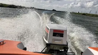 50HP Johnson outboard sending it!
