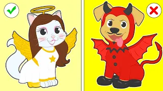 BABY PETS 👿👼 Dresses up as Demon and Angel