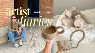 cozy pottery at home ✧ making ceramic spoons, motherhood day off, functional bowls