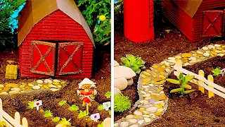 MINIATURE FARM GARDEN || Amazing Garden Transformation Ideas by 5-Minute DECOR!