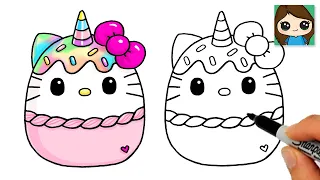 How to Draw Hello Kitty Unicorn Sweets | Squishmallows