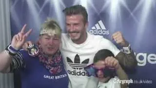 David Beckham surprises fans in photo booth at Westfield Stratford City