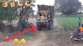 Hindustan 80hp tractor pulling Full Loaded Sugar cane Trolley | Sugar cane load | Loaded tractor