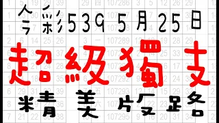 【今彩539神算】5月25日 上期中16 26 39 今彩539 超級獨支