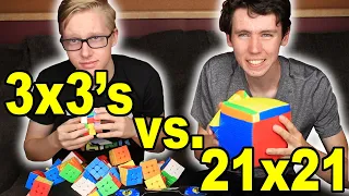 While I SOLVE a *21x21*, how many 3x3's can my Friend Solve?