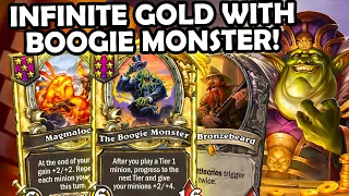 INFINITE GOLD With Golden Boogie Monster, APM Menagerie! | Hearthstone Battlegrounds