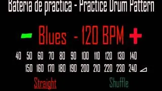 Bateria de practica / Practice Drum Pattern - Blues Straight - 120 BPM