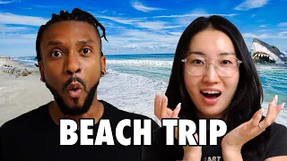 Mongolian Visits an AMERICAN BEACH for the First Time! [International Couple] 🇰🇷🇲🇳🇺🇸