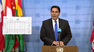 Israel's Ambassador to the UN, Danny Danon, before the UN Security Council, Oct 18