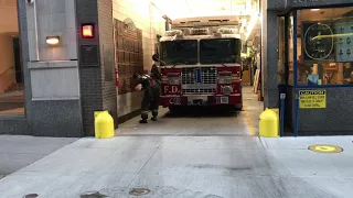 FDNY RESCUE 1 RESPONDING URGENTLY FROM QUARTERS TO A 10-75 ALL HANDS FIRE IN MANHATTAN, NYC.