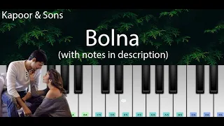 Bolna (Kapoor & Sons) | Easy Piano Tutorial with Notes | Perfect Piano