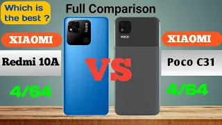 Xiaomi Poco C31 vs Xiaomi Redmi 10A  Full Comparison