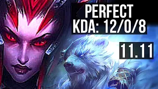 ELISE vs VOLIBEAR (JUNGLE) | 12/0/8, Legendary, 400+ games | KR Challenger | v11.11