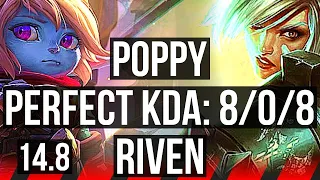 POPPY vs RIVEN (TOP) | 8/0/8, Legendary | NA Diamond | 14.8