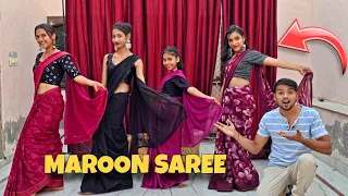 Maroon Color Saree Dance Challenge 💃 1st Round Competition