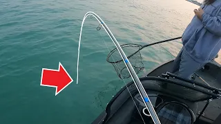 GIANT FISH CAUGHT Jigging for AGGRESIVE WALLEYE on the DETROIT RIVER
