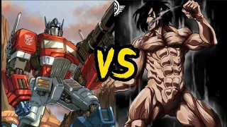 "Quien ganaría" Optimus Prime VS Eren Yeager  #shorts #marvel #goku #blackadam #tbt #dc #comisc