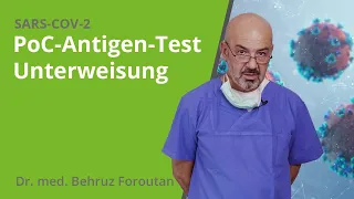 Unterweisung eines Abstrichs mit dem PoC-Antigen Coronatest