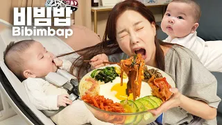 [Mukbang ASMR] Yangpoon Bibimbap eating with baby (Miso💕) Korean Home Food Recipe Ssoyoung