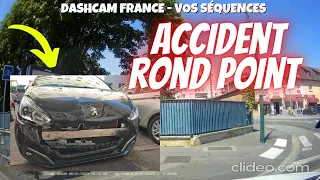 ACCIDENT DANS UN RONT POINT  / UN CYCLISTE PERCUTE UNE VOITURE 😨 Dashcam France - Vos séquences