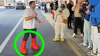 Wearing MSCHF Big Red Boots to Sneaker Con