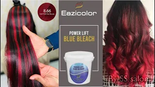 How to: Red hair Colour Highlights // Red colour Highlighting on Dark Black hair // ss salon