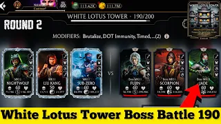 White Lotus Tower Bosses Battle 190 Fight + Reward MK Mobile
