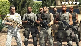 GTA 5 - ARMY Michael and Black Ops Soldiers VS Five Star COP BATTLE! (Helicopter Escape)